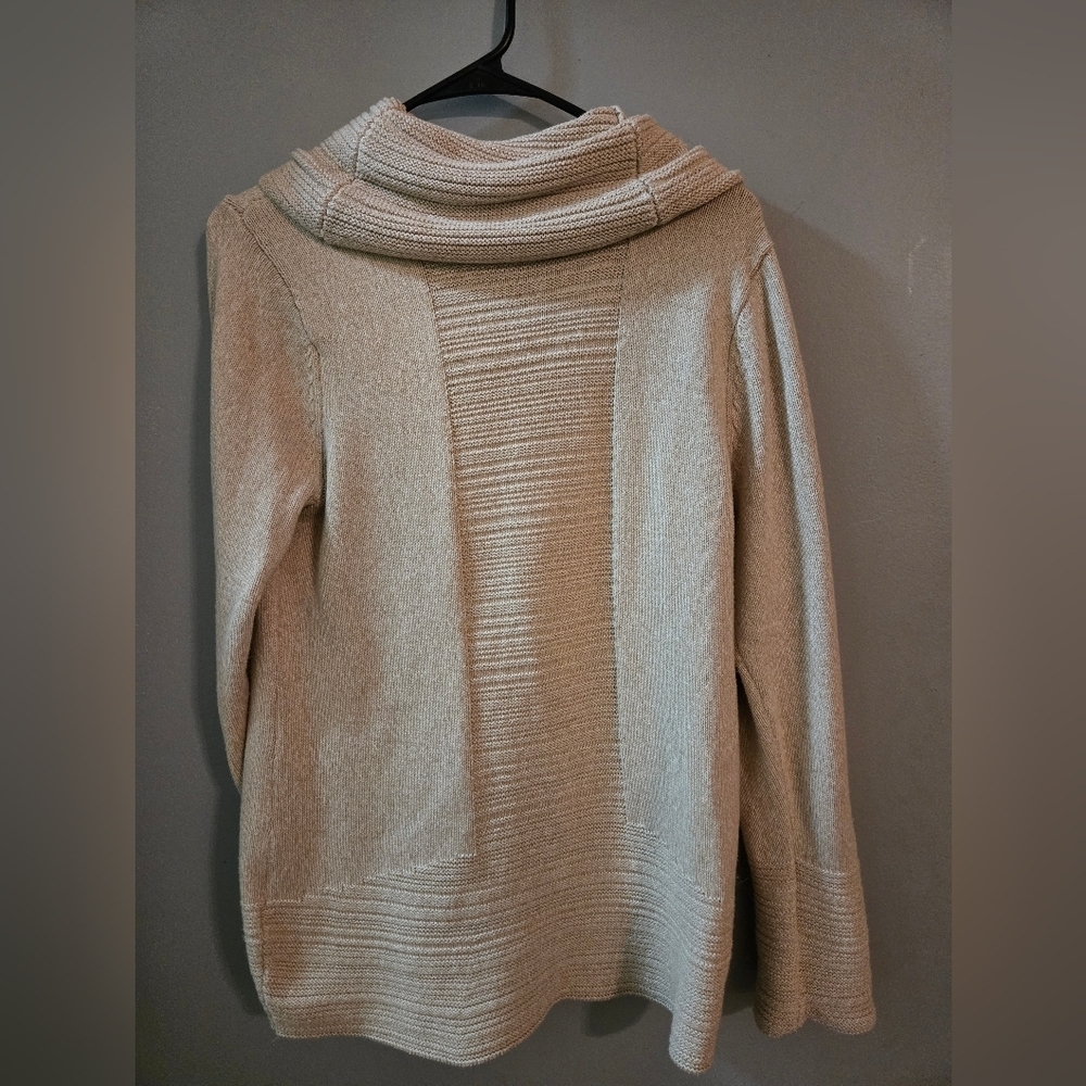 Calvin Klein Medium Cowl Neck Sweater Beige Texture Winter Comfy Long Oversized - Picture 5 of 6